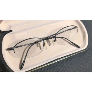 Robert Mitchel RM001 Black Half Metal Rim Eyeglass Frames Only 46-21-135 Flex